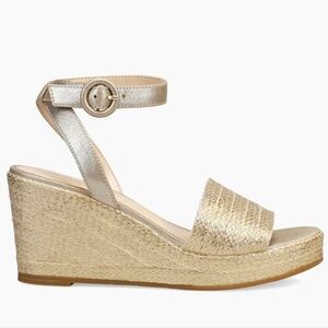 NIB Pelle Moda Wilder Gold Jute Rope Espadrille Platform Wedge Sandals, 8